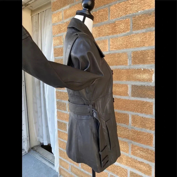 REISS double breasted leather jacket Sz 10 - Picture 9 of 16